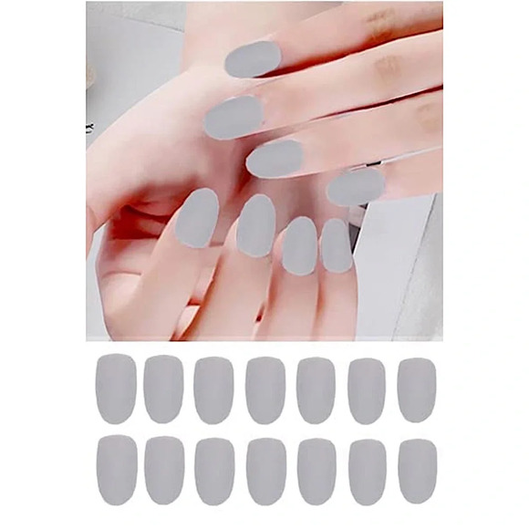 💌BO/GO$6 Medium Grey Almond Matte Press On False nails (24 nails) - Picture 1 of 3